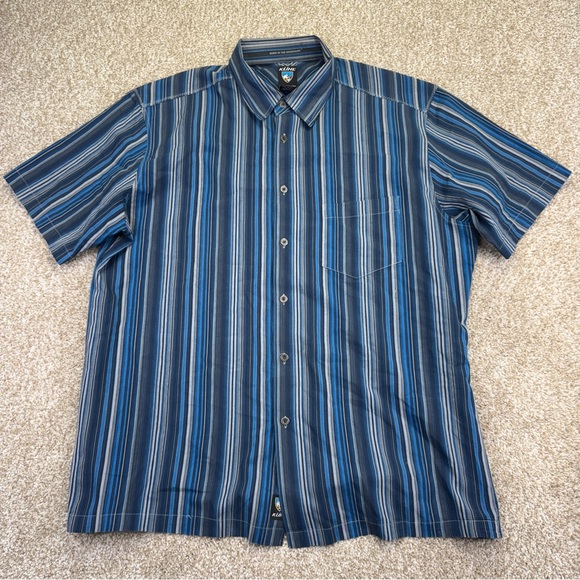 Kuhl Other - Kuhl Blue Casual Button Up Shirt with Chevron Stripes Mens size XL